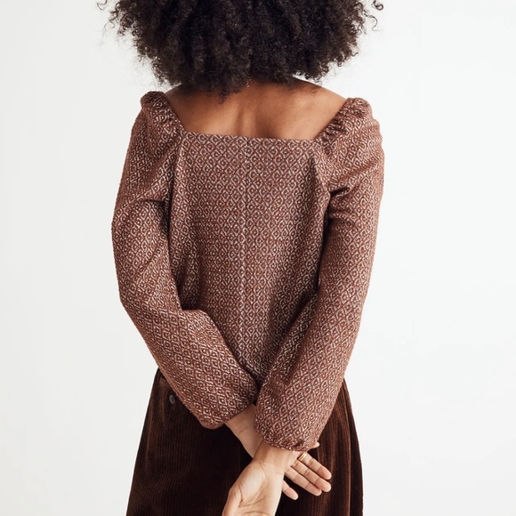 Madewell Jacquard Puff-Sleeve Crop Top M - Picture 3 of 5